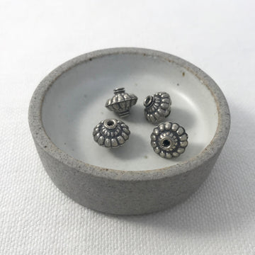 Bali/India Silver Stamped Bicone Bead (BAS_123)