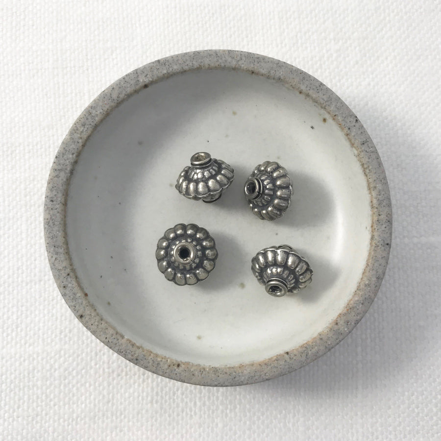 Bali/India Silver Stamped Bicone Bead (BAS_123)