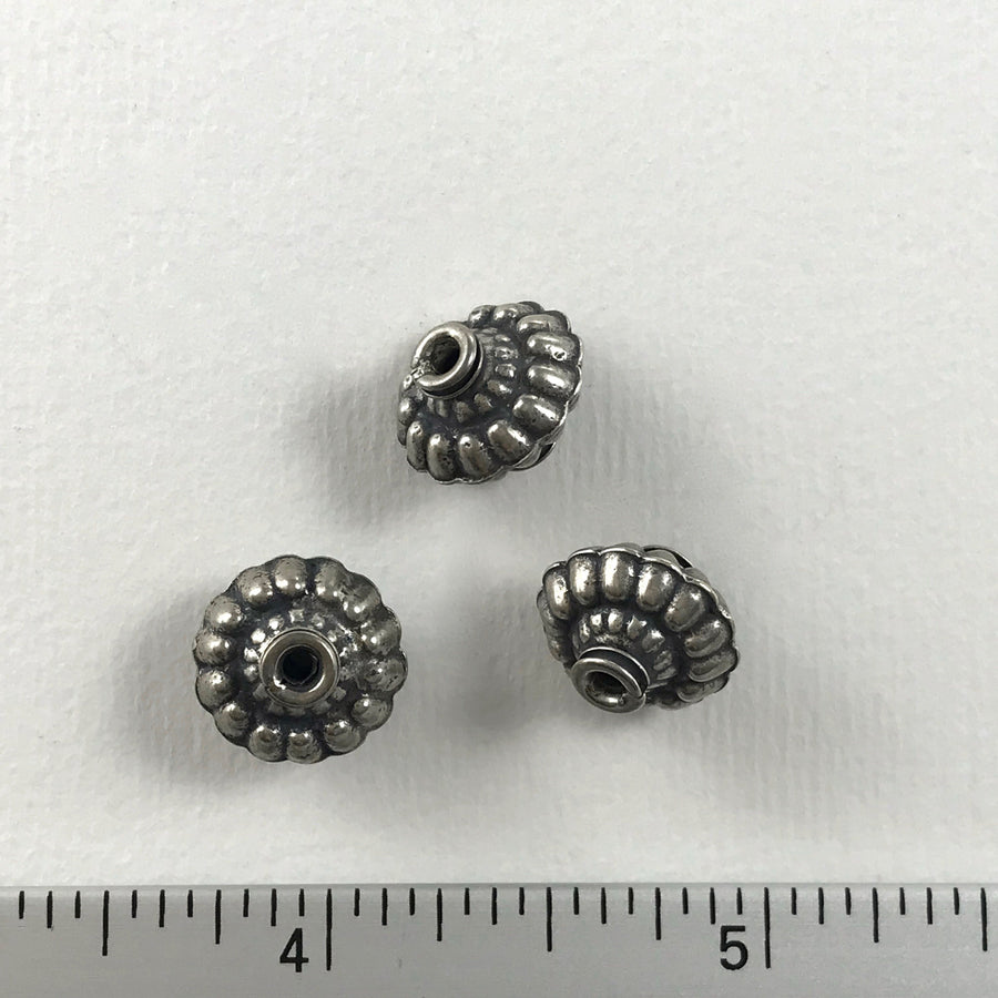 Bali/India Silver Stamped Bicone Bead (BAS_123)