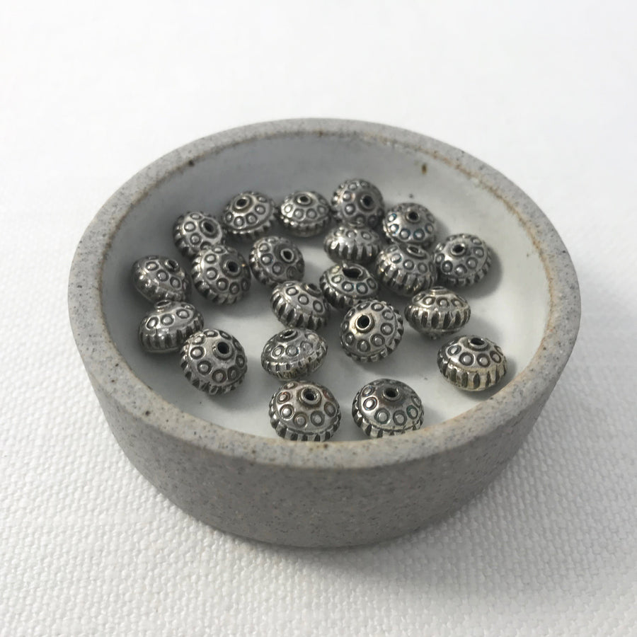 Bali/India Silver Stamped Rondelle Bead (BAS_127)