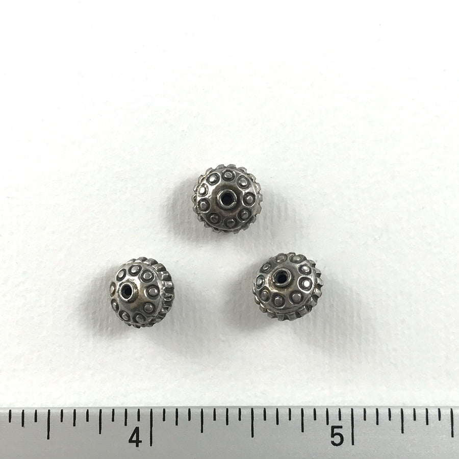 Bali/India Silver Stamped Rondelle Bead (BAS_127)