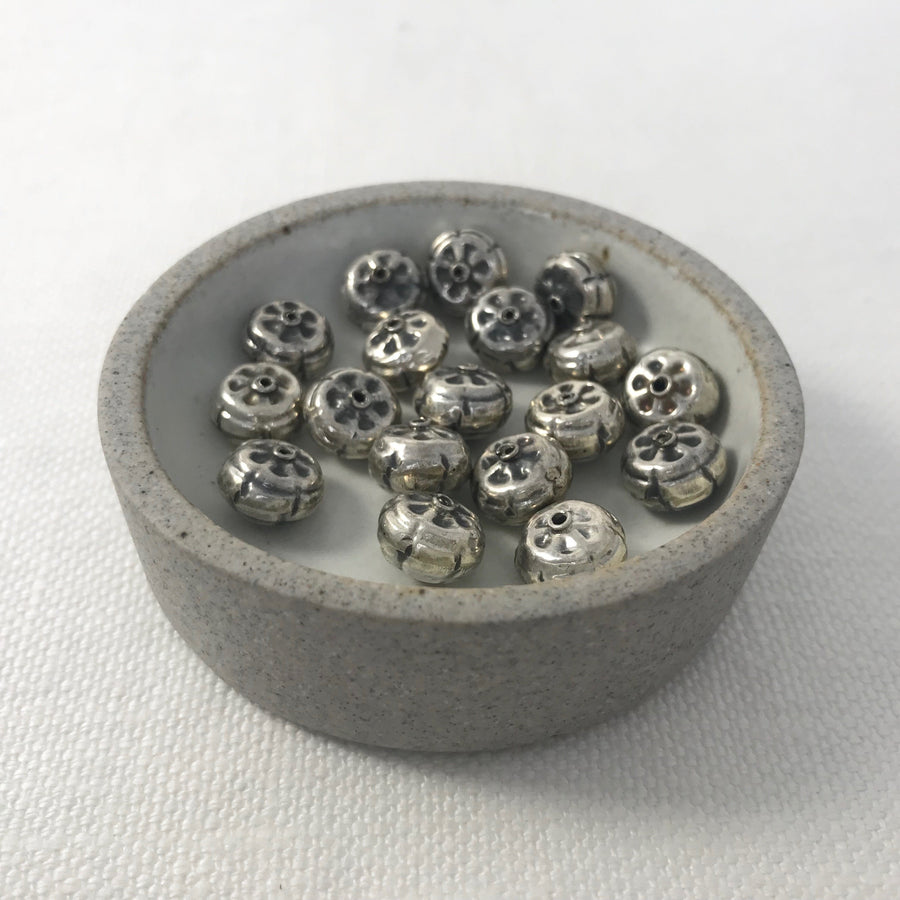 Bali/India Silver Stamped Rondelle Bead (BAS_128)