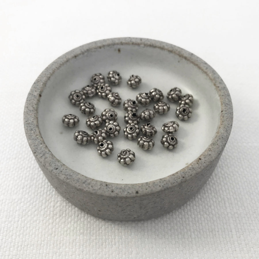 Bali/India Silver Stamped Rondelle Bead (BAS_137)