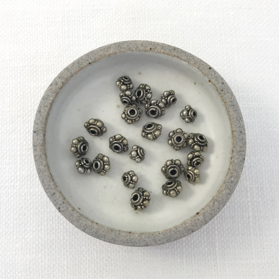 Bali/India Silver Granulated Rondelle Bead (BAS-G142)