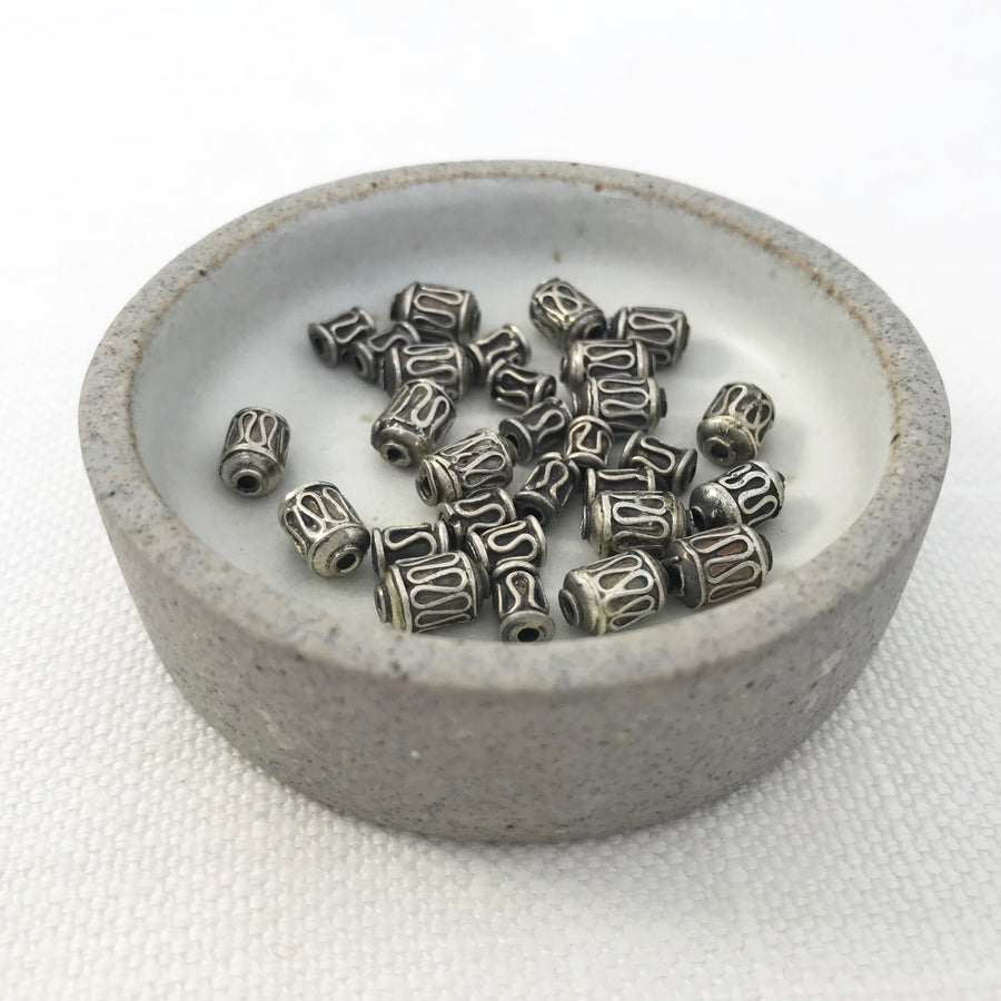Bali/India Silver Filigree Cylinder Bead (BAS-G156)