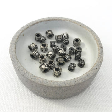 Bali/India Silver  Cylinder Bead (BAS-G158)