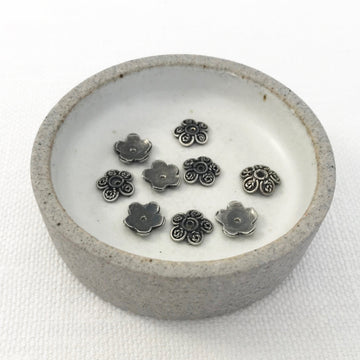 Bali/India Silver Filigree Flower Bead (BAS_166)