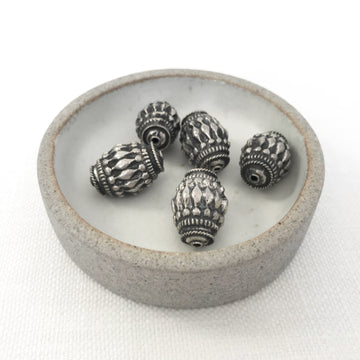 Bali/India Silver Stamped Barrel Bead (BAS_175)