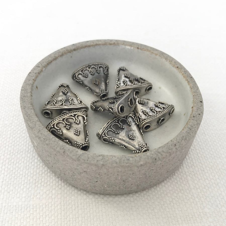 Bali/India Silver Granulated Triangle Bead (BAS_183)