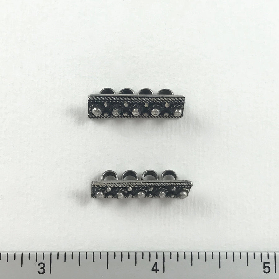 Bali/India Silver Granulated Rectangle Bead (BAS_186)