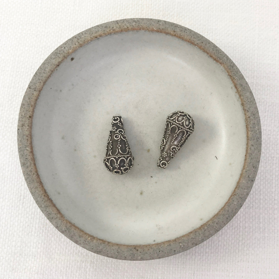 Bali/India Silver Filigree Tear Bead (BAS_192)