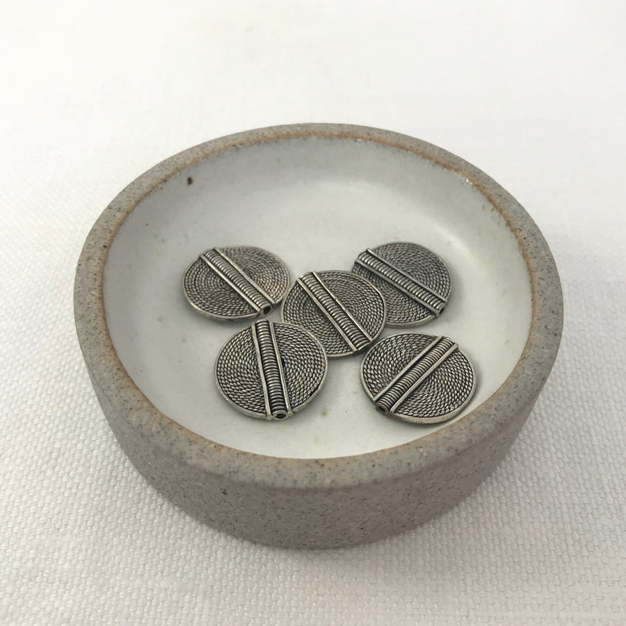Bali/India Silver Stamped Coin Bead (BAS_193)