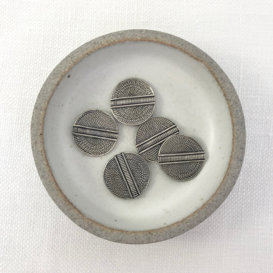 Bali/India Silver Stamped Coin Bead (BAS_193)