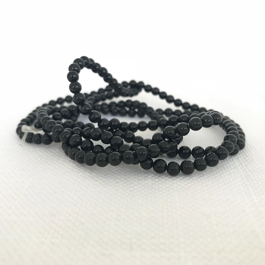 Black Agate Round Bead Strand (BLA_004)