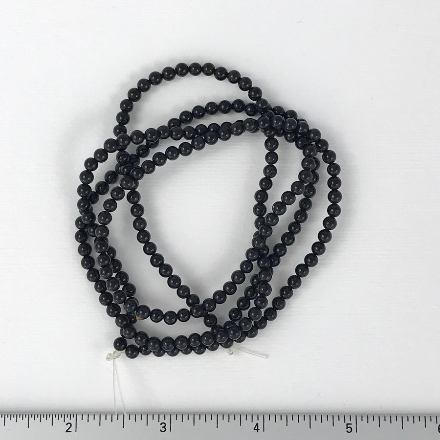 Black Agate Round Bead Strand (BLA_004)