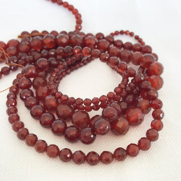 Carnelian Faceted Round Bead Strand (CAR-G011)