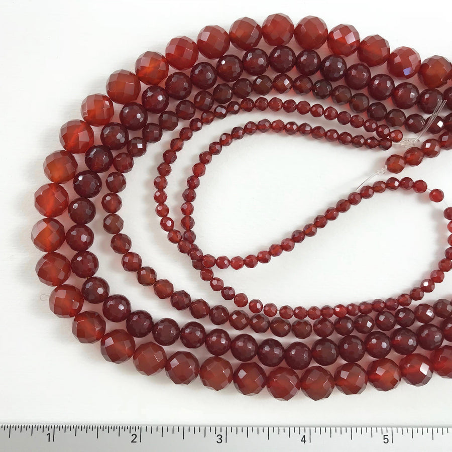 Carnelian Faceted Round Bead Strand (CAR-G011)