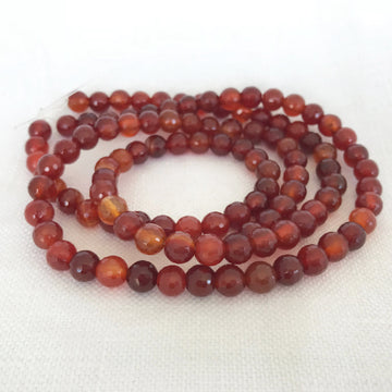 Carnelian Faceted Round Bead Strand (CAR_012)