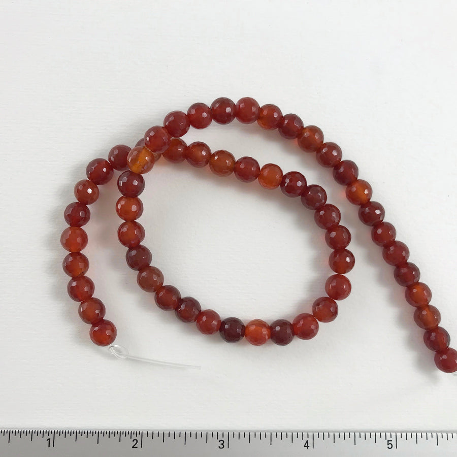 Carnelian Faceted Round Bead Strand (CAR_012)