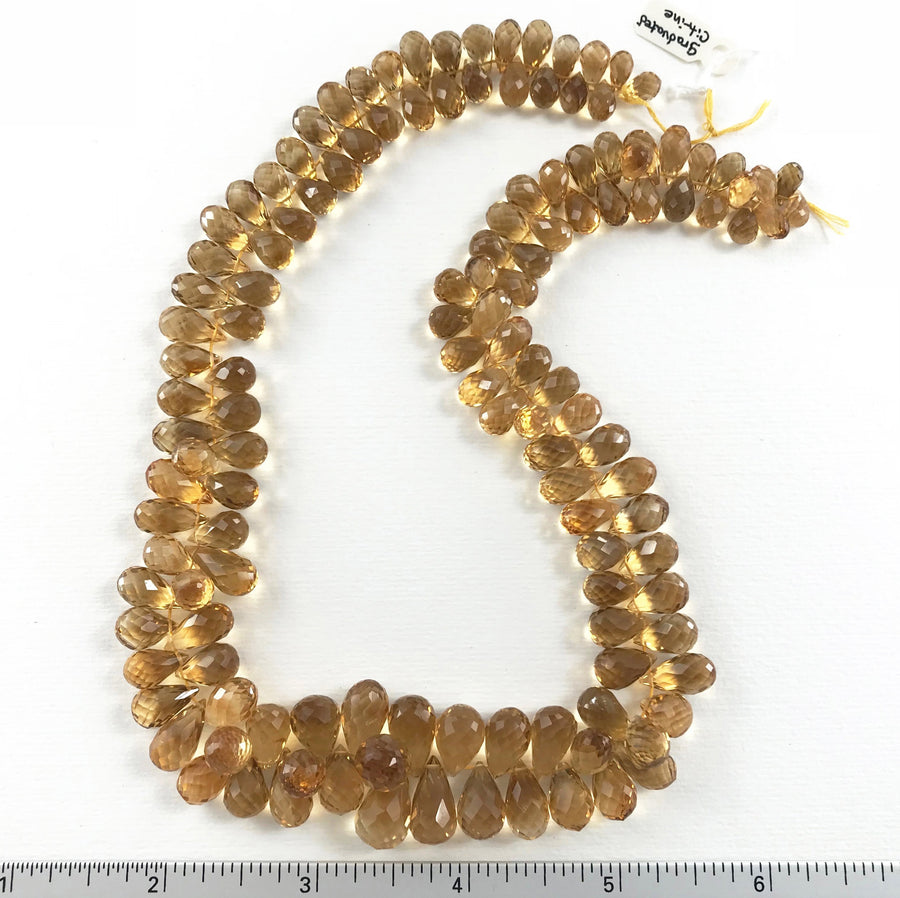 Citrine Faceted Briolette Graduated Bead Strand (CIT_002)