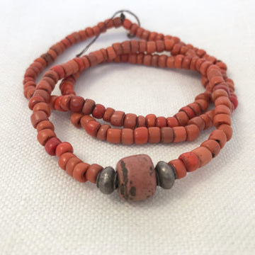 Antique Sherpa Coral Heishi Necklace (COR_008j)