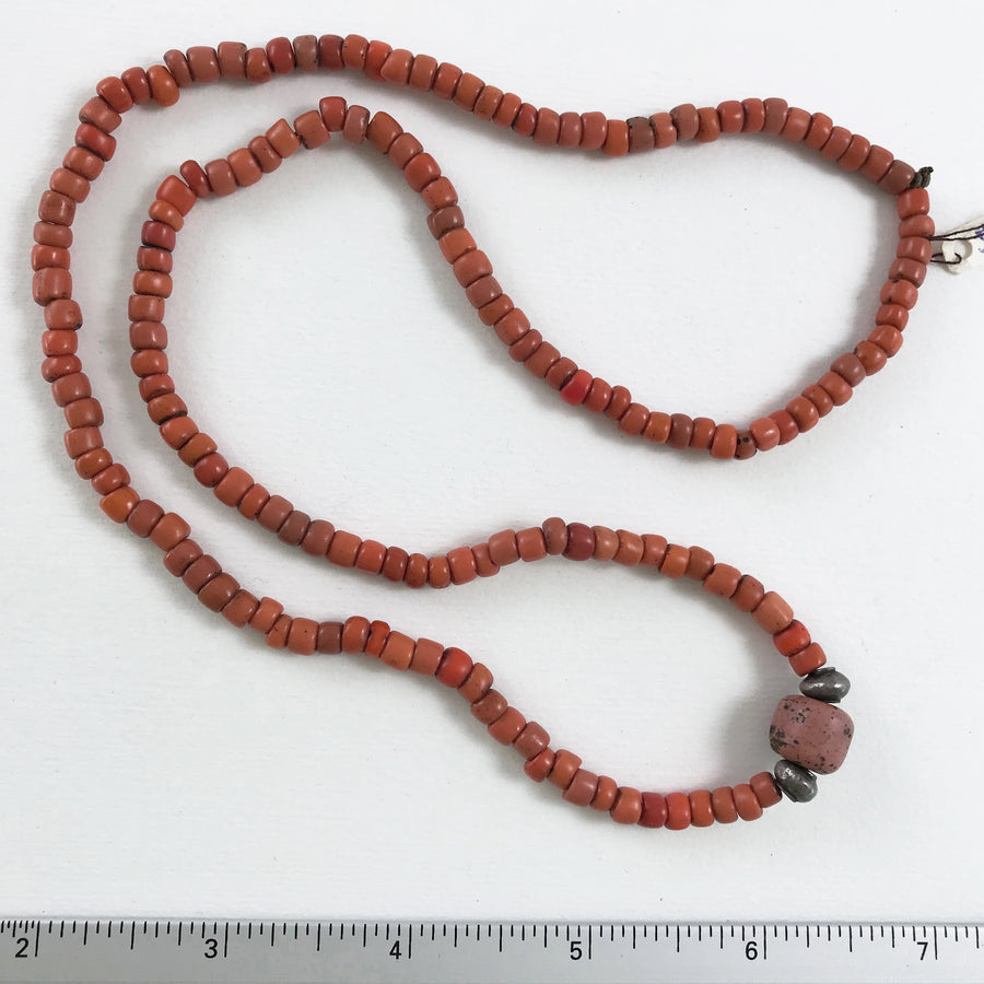 Antique Sherpa Coral Heishi Necklace (COR_008j)