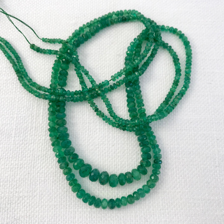 Emerald Faceted Rondelle Graduated Bead Strand (EME-G002)