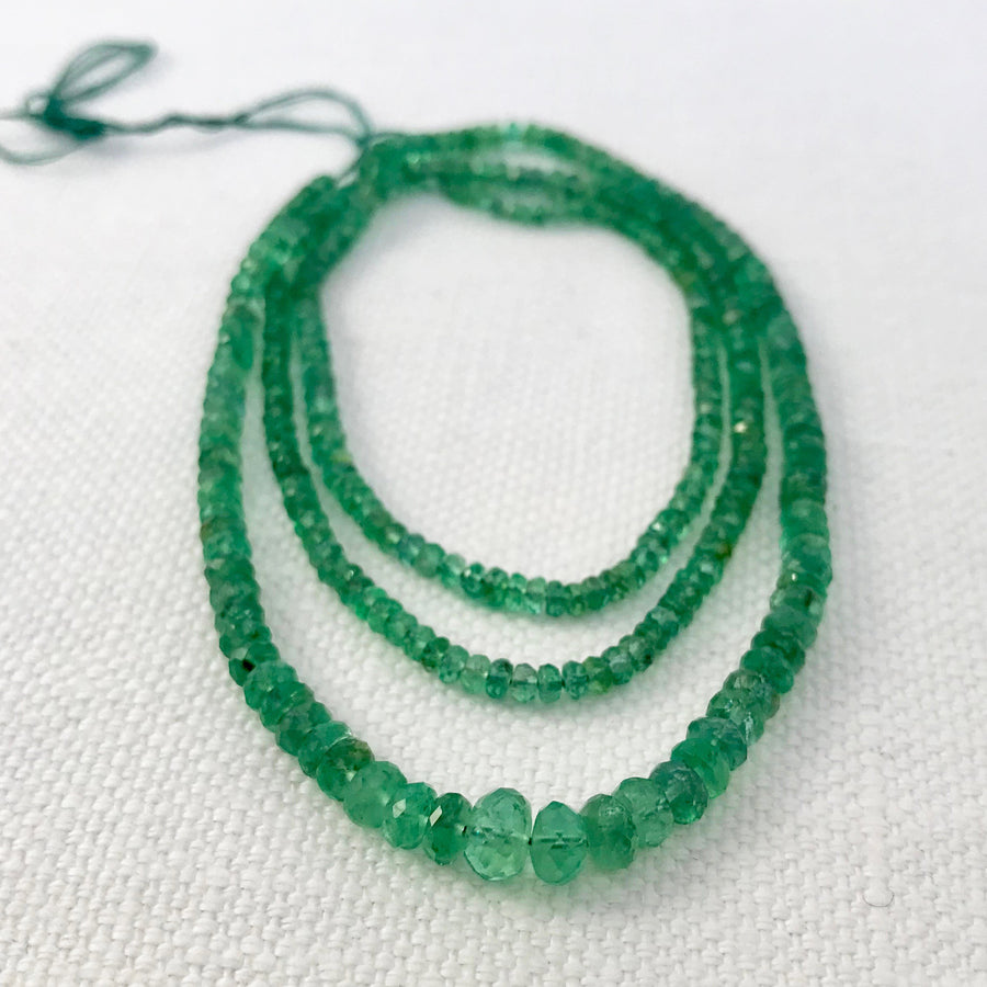 Emerald Faceted Rondelle Graduated Bead Strand (EME_004)