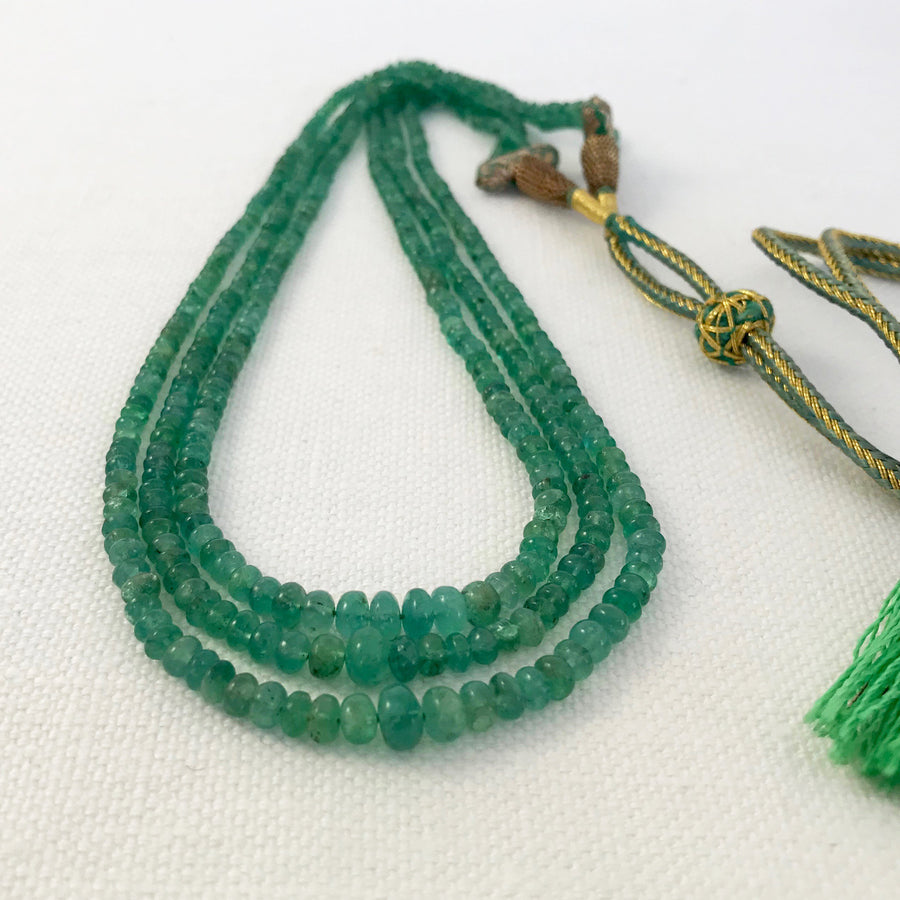 Emerald Rondelle Graduated, 3-Strand Bead Strand (EME_008)