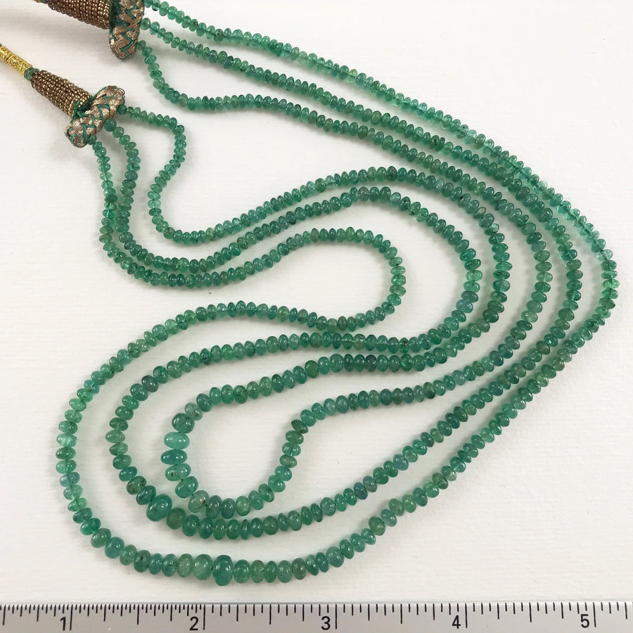 Emerald Rondelle Graduated, 3-Strand Bead Strand (EME_008)