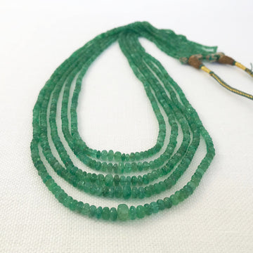 Emerald Rondelle Graduated, 5-Strand Bead Strand (EME_009)