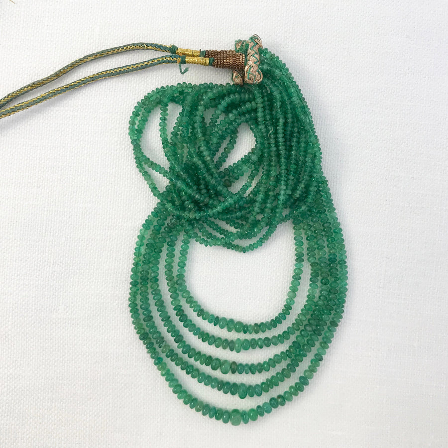 Emerald Rondelle Graduated, 5-Strand Bead Strand (EME_009)