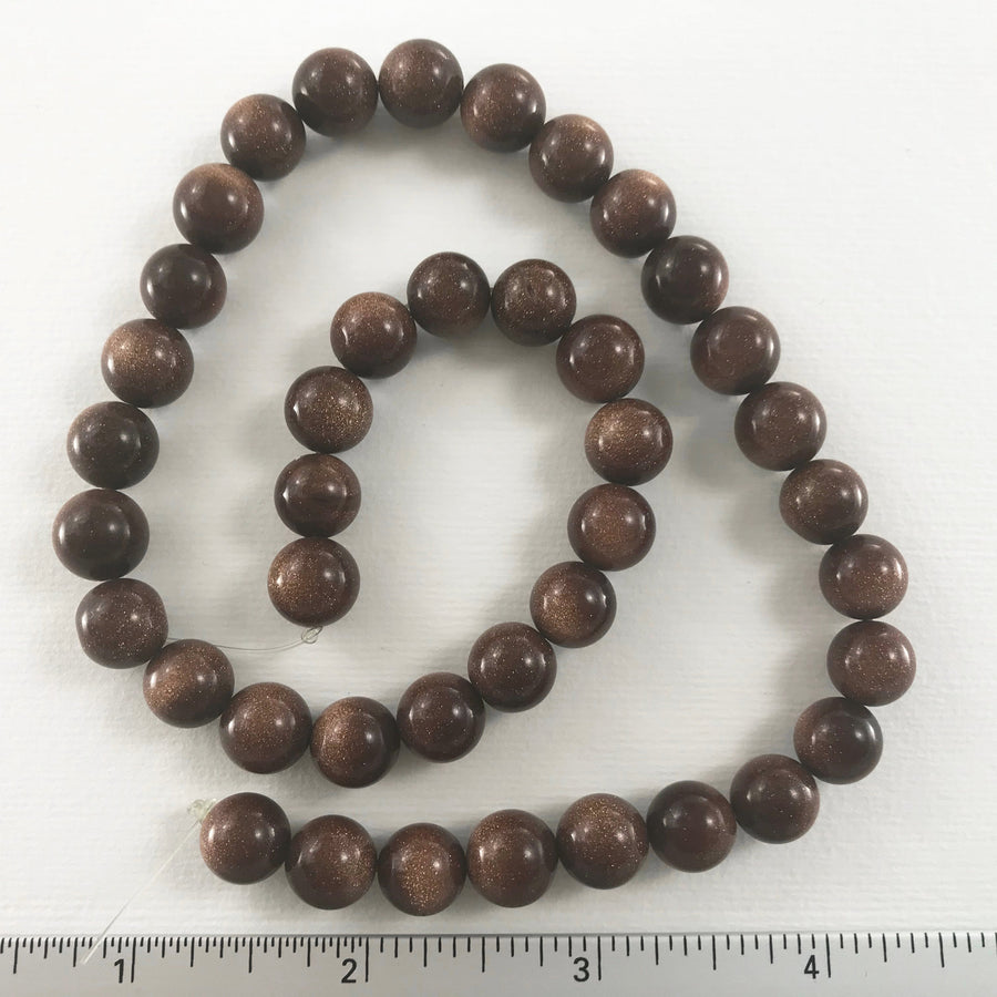 Red Goldstone Round Bead Strand (GOL_004)