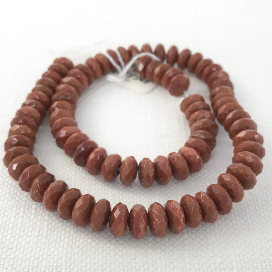 Red Goldstone Faceted Rondelle Bead Strand (GOL_008)
