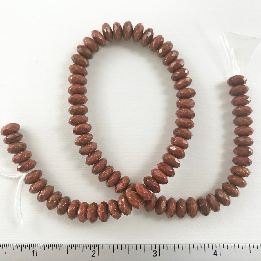 Red Goldstone Faceted Rondelle Bead Strand (GOL_008)