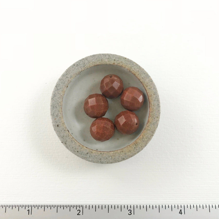 Red Goldstone Faceted Round Bead (GOL_009)