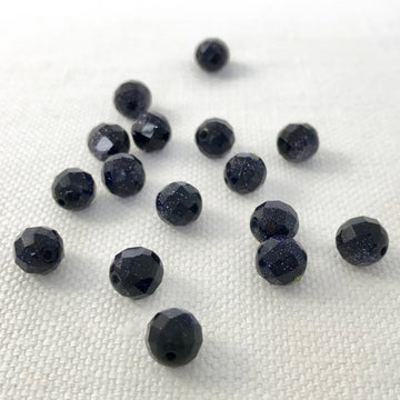 Blue Goldstone Faceted Round Bead (GOL_013)