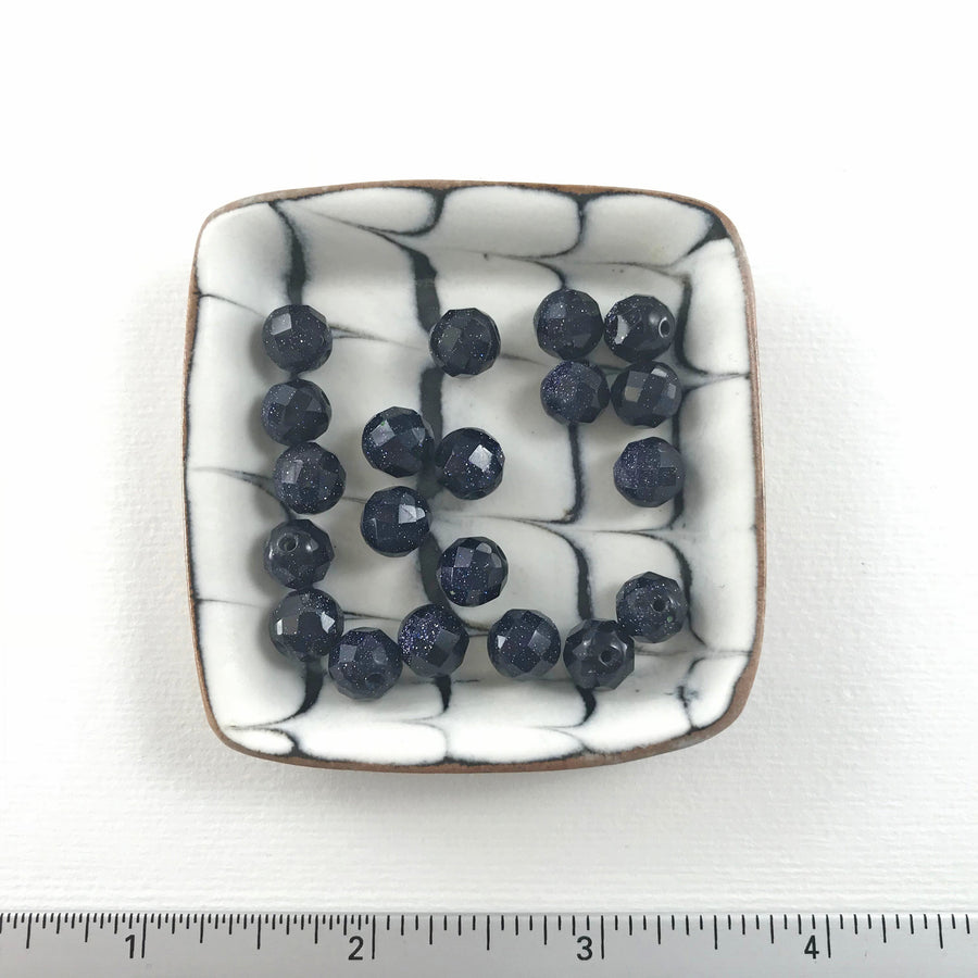 Blue Goldstone Faceted Round Bead (GOL_013)