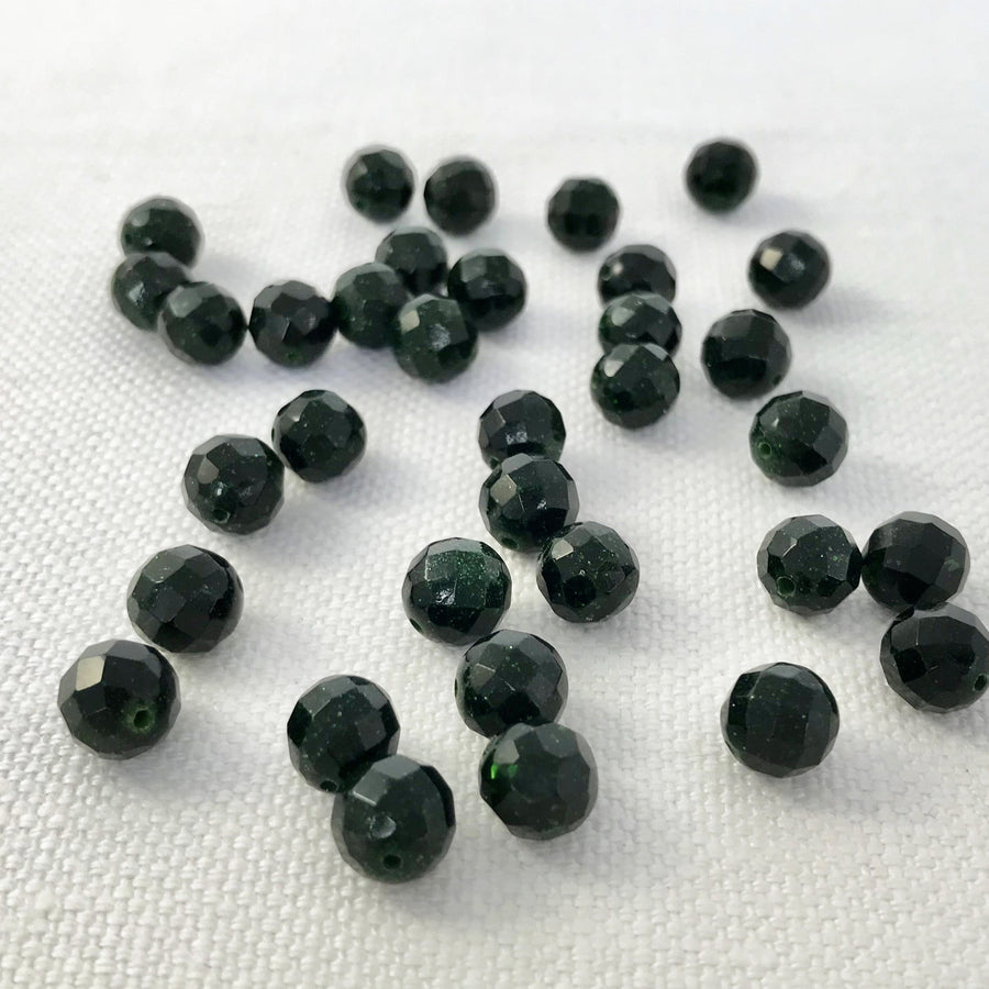 Green Goldstone Faceted Round Bead (GOL_014)