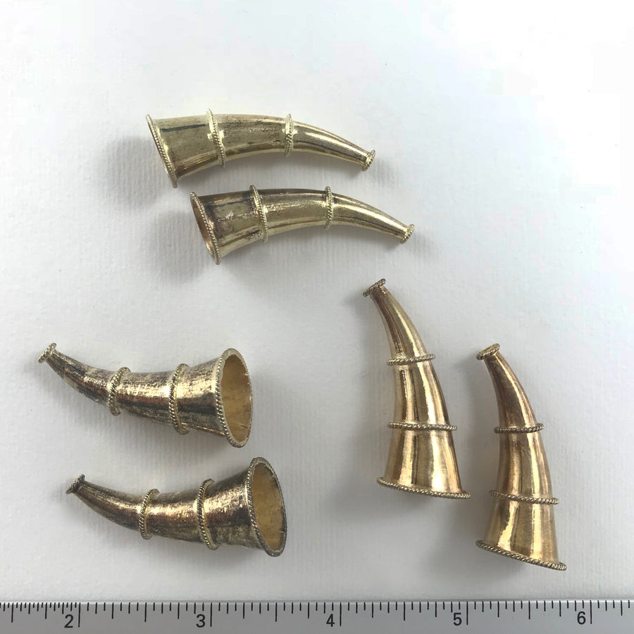 Gold plate Pair Cone Bead Cap (GOP-G004)