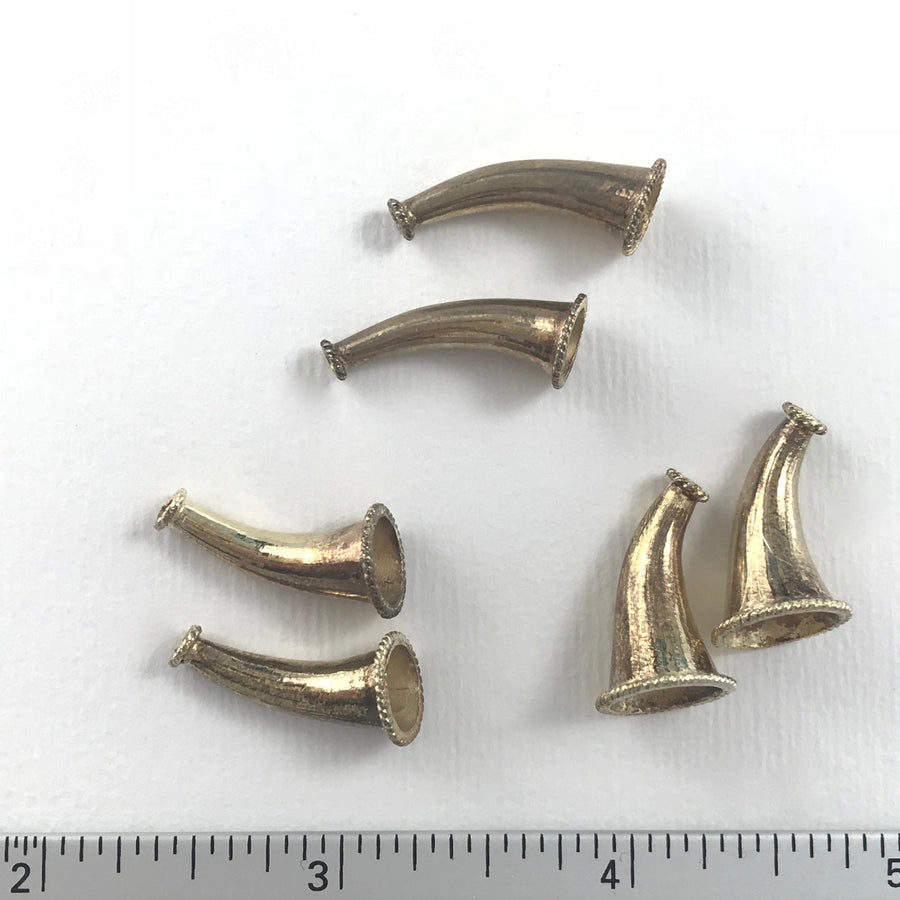 Gold plate Pair Cone Bead Cap (GOP-G010)