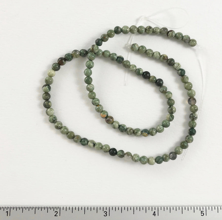 Green Jasper Round Bead Strand (GRJ_002)