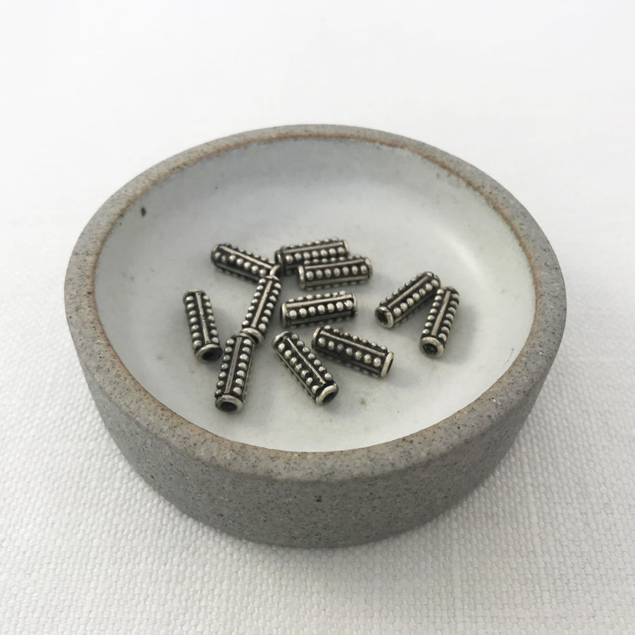Silver Granulated Square tube Bead (INS_036)