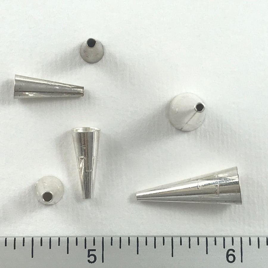 Silver Pair Cone Bead Cap (INS-G054)