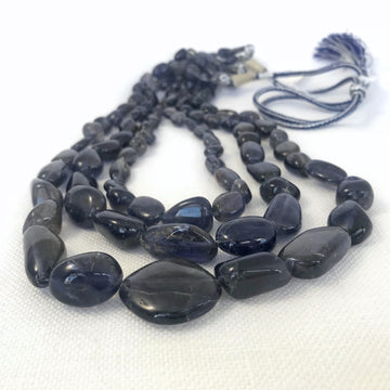 Iolite Nugget Three-Strand, Graduated Bead Strand (IOL_002)