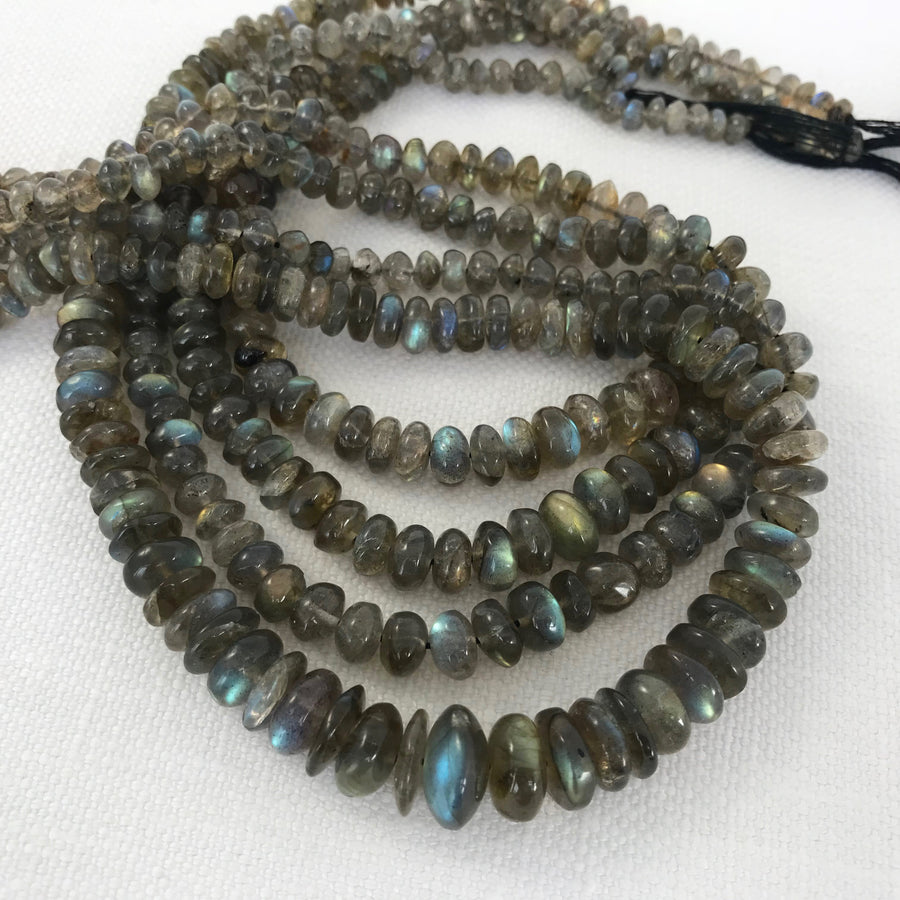 Labradorite Rondelle Graduated, Irridescent Bead Strand (LAB-G011)