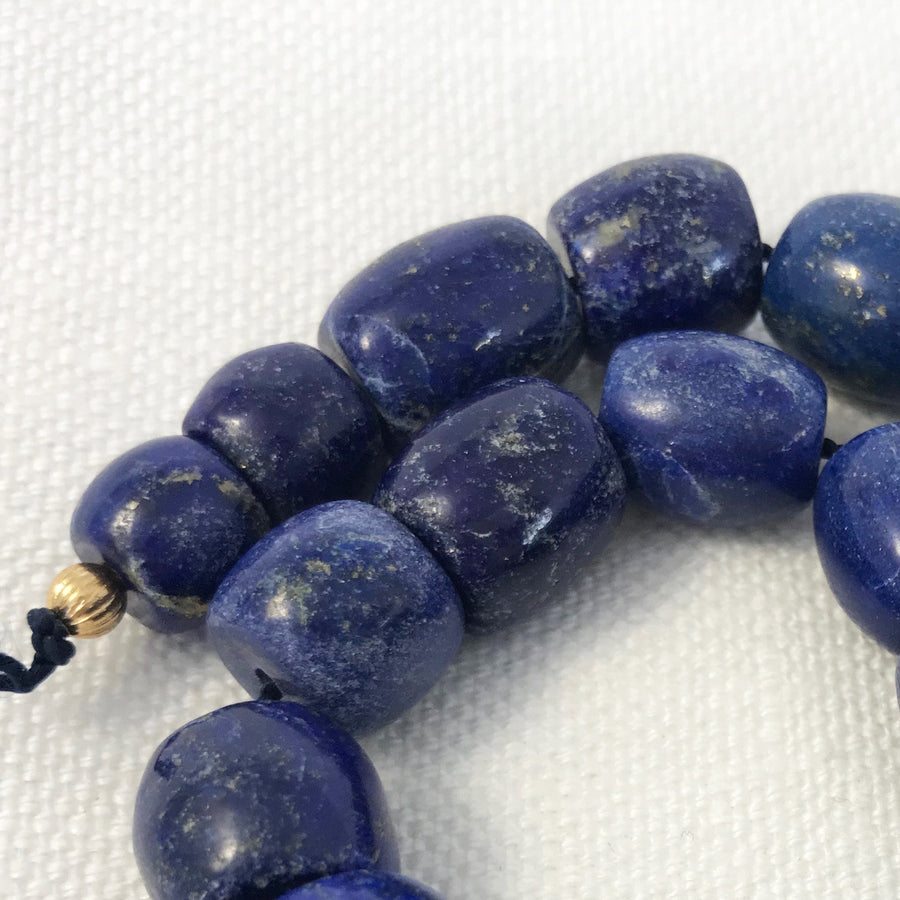 Lapis Barrel Graduated Bead Strand (LAP_007)