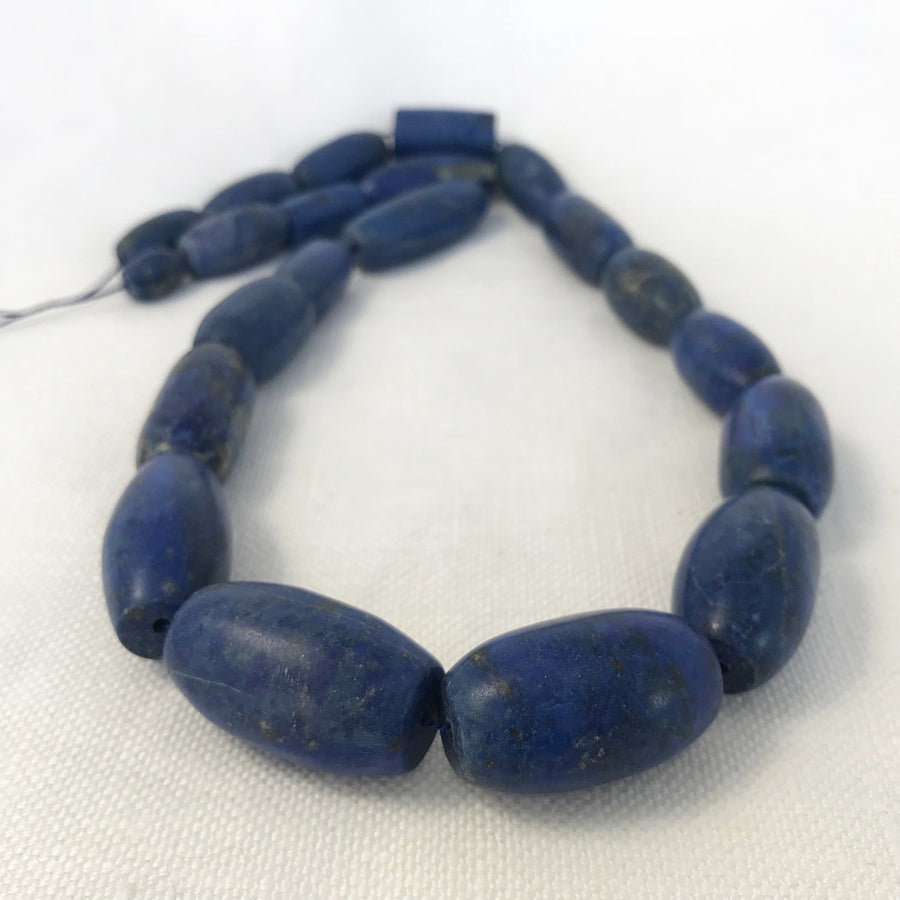 Lapis Smooth, Matte Barrel, Tube Graduated Bead Strand (LAP_013)