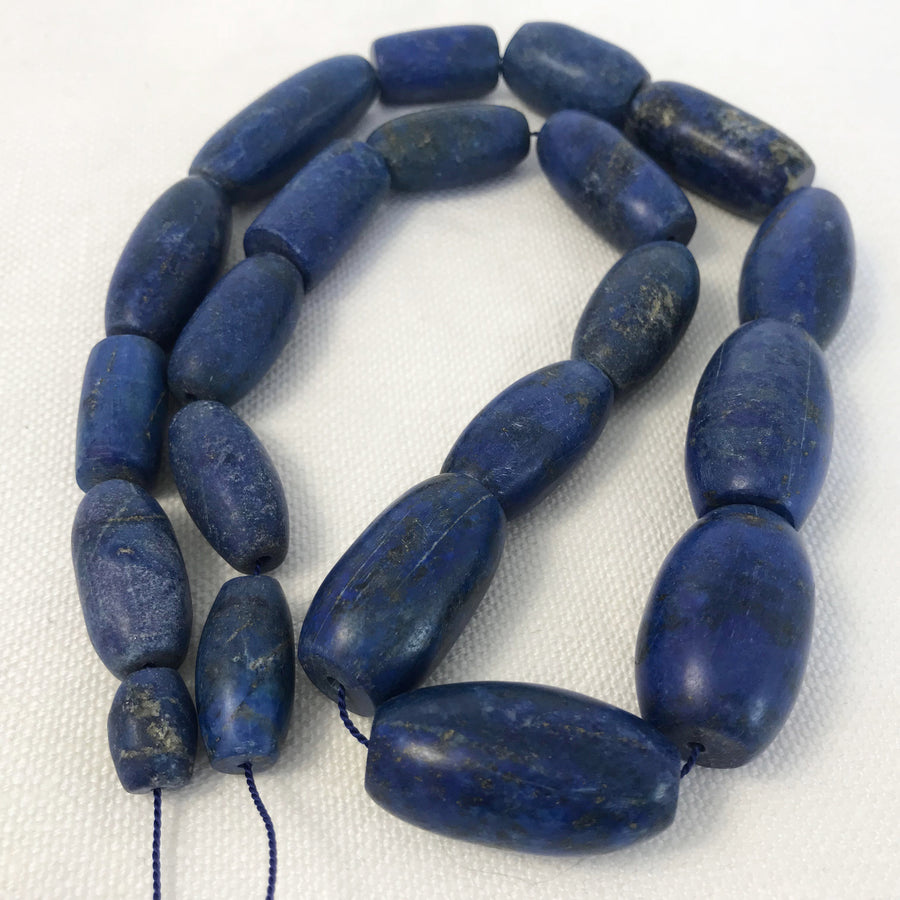 Lapis Smooth, Matte Barrel, Tube Graduated Bead Strand (LAP_013)