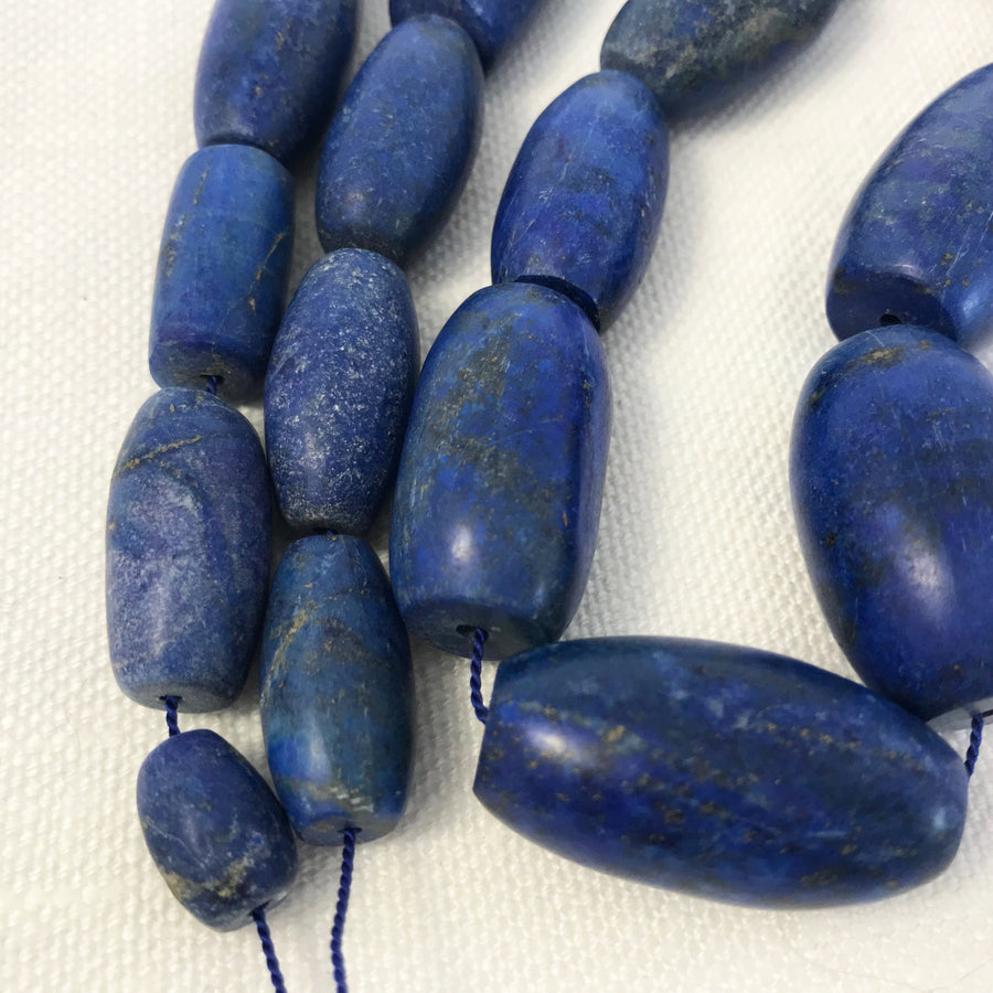 Lapis Smooth, Matte Barrel, Tube Graduated Bead Strand (LAP_013)